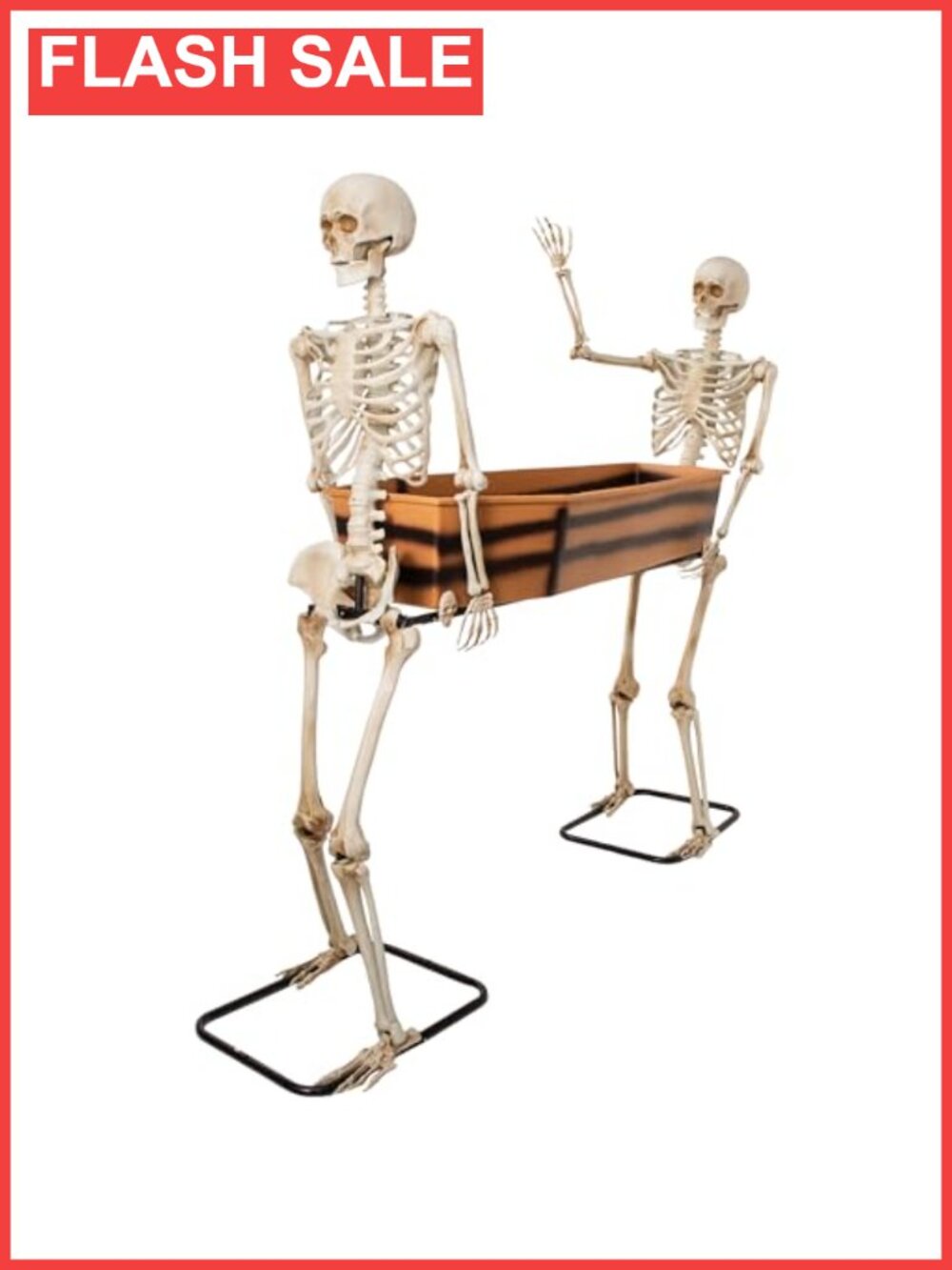 5FT Poseable Skeleton Pallbearers Coffin Prop Halloween Yard Decor